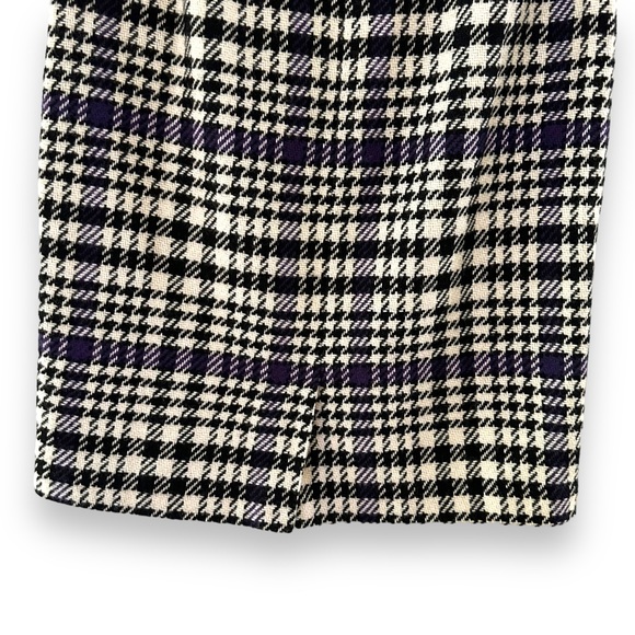 Talbots Women’s Houndstooth Wool Blend Mini Skirt Black, White, Purple Size 4 - Picture 6 of 9